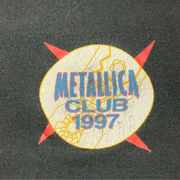 VTG Metallica Covering the World Club 1997 Giant Tag Men's Sz Large Distressed - Picture 7 of 16